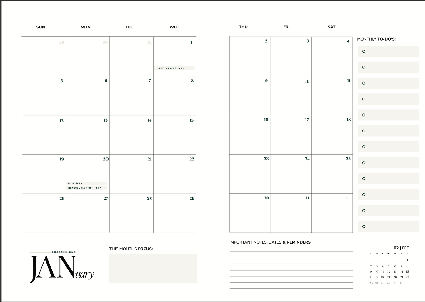 2025 Weekly Goal Planner