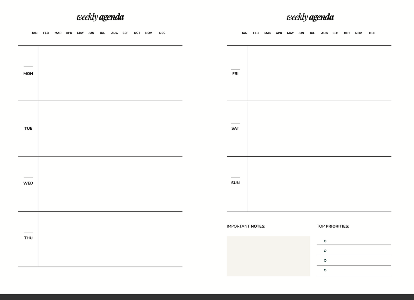 2025 Weekly Goal Planner